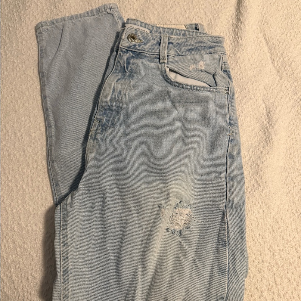 Zara Light Blue Straight Leg Jeans